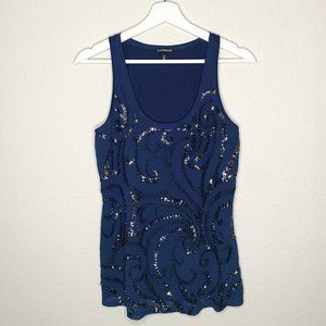 Express Sequin Fashion Tank, size XS, navy